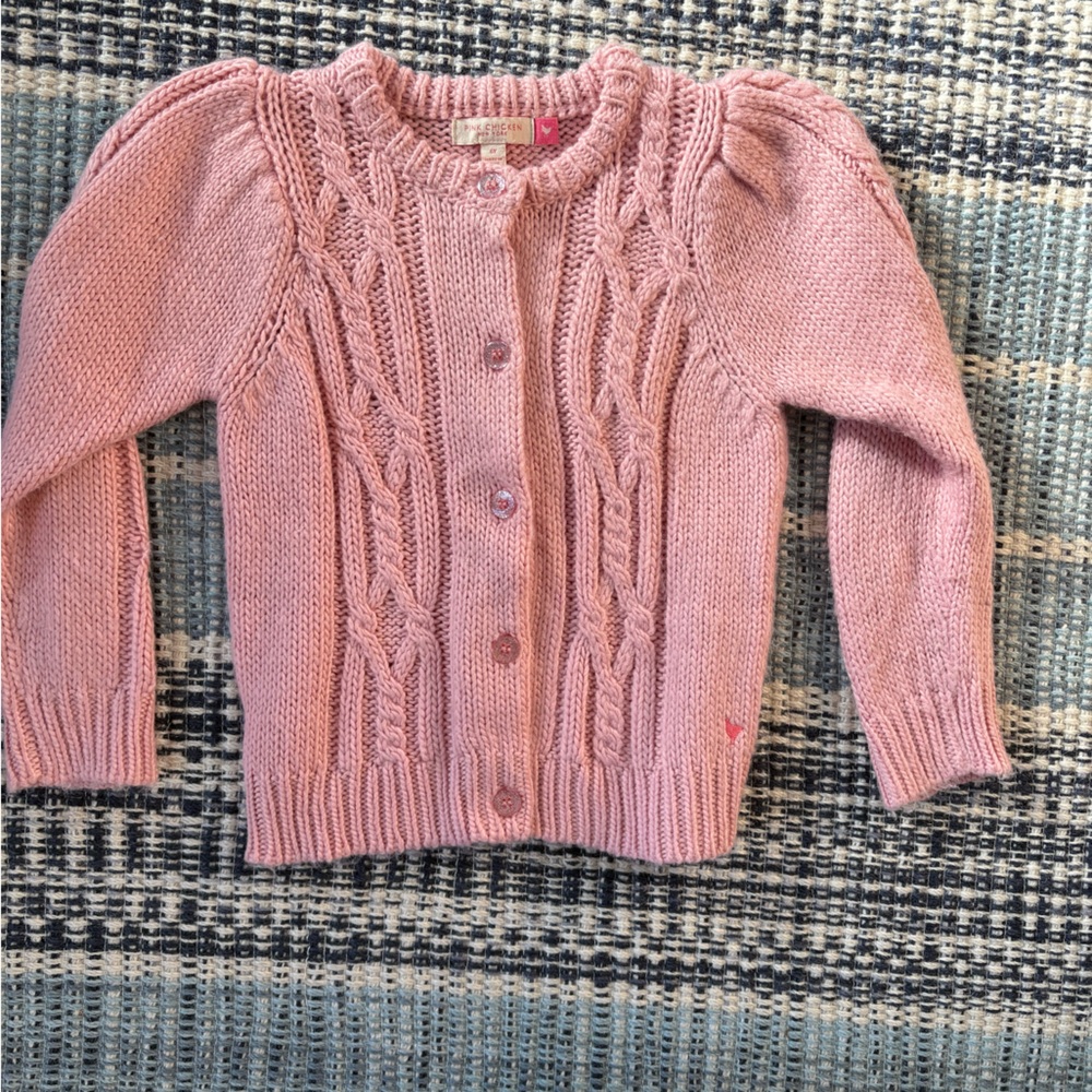Pink Chicken Blush Cable Knit Cardigan
